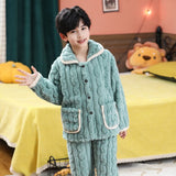 Kid Girl Autumn Winter Coral Velvet Flannel Thickened Pajamas