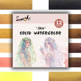 12 Colors Premium Solid Watercolor Paint Set