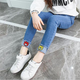 2-12T Kid Girls Jeans Embroidered Bottoming Slightly Elastic Trend Pants