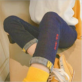 2-12T Kid Girls Jeans Embroidered Bottoming Slightly Elastic Trend Pants