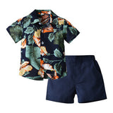 Kid Baby Boys Fashion Flower Short Sleeve Three-piece Set