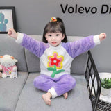 Kid Baby Girl Plush Thickened Autumn Winter Pajamas