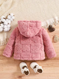 Kid Baby Girl Heart Pattern Fleece Hooded Jacket Warm Thickened Coat