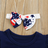 Baby Girl July 4th Independence Day Flying Sleeve Jumpsuit Suspender Short Sets