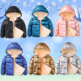 Kid Girl Glossy Down Cotton Jacket Fleece Thick Coats