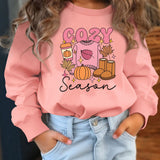 Kid Girl Cozy Cute Pumpkin Print Long Sleeve Sweatshirt