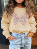 Kid Girl Creative Butterfly Graphic Print  Long Sleeve Sweatshirt