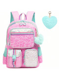 Kids Geometric Backpack Multi-Pocket Durable Backpack Lightweight Schoolbag