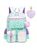 Kids Geometric Backpack Multi-Pocket Durable Backpack Lightweight Schoolbag