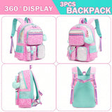Kids Geometric Backpack Multi-Pocket Durable Backpack Lightweight Schoolbag