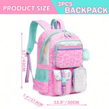 Kids Geometric Backpack Multi-Pocket Durable Backpack Lightweight Schoolbag