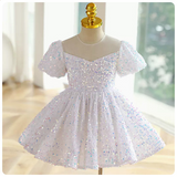 Kid Baby Girl Sequin Bubble Sleeve Princess Performance Dress