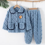 Kid Boy Girl Autumn Winter Coral Plush Warm Pajamas