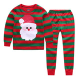 Kid Boy Santa Claus Long Sleeve Striped Pajamas