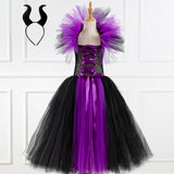 2-12Y Kid Girl Long Witch Performance Mesh Ghost Halloween Dress