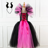 2-12Y Kid Girl Long Witch Performance Mesh Ghost Halloween Dress