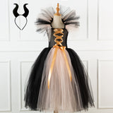 2-12Y Kid Girl Long Witch Performance Mesh Ghost Halloween Dress