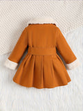 Kid Baby Girl Winter Fleece Coat Solid Bow Coats