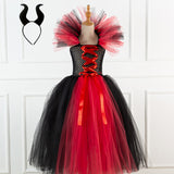 2-12Y Kid Girl Long Witch Performance Mesh Ghost Halloween Dress