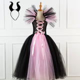 2-12Y Kid Girl Long Witch Performance Mesh Ghost Halloween Dress