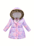 Kids Girls Floral Hooded Warm Snow Thermal Padded Outerwear Coats