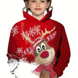 Kid Girl Christmas Snowflake Reindeer Pattern Pullover Hoodie