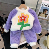 Kid Baby Girl Plush Thickened Autumn Winter Pajamas