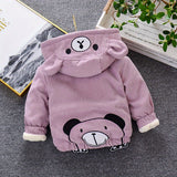 Kid Baby Girl Cute Bear Corduroy Hooded Jacket Warm Coats