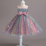 Kid Girl Tutu Sleeveless Princess Flower Bow Tulle Dance Ball Dresses
