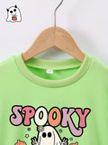 Kid Boy Girl Creative Spook Ghost and Pumpkins Cartoon Graphic Pullover