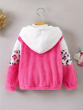 Kid Girl Warm Fuzzy Contrast Stitching Leopard Print Jacket Coat