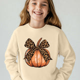 Kid Girl Cozy Cute Pumpkin Print Soft Polyester Round Neck Shirts