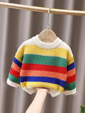 Kid Baby Girl Rainbow Striped  Soft Cozy Pullover Sweater