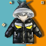 Kid Boys Plush Thick Glossy Cotton Jacket Windproof Winter Coats