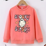 Kid Boy Girl Creative Spook Ghost and Pumpkins Cartoon Graphic Pullover