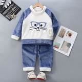 Kid Baby Boy Girl Autumn Winter Plush Thick Winter Flannel Pajamas