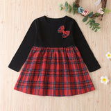 Kid Baby Girls Spring Bow Long Sleeve Casual Dresses