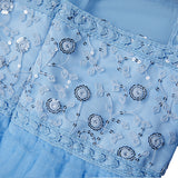 Kid Girl Snow Print Mesh Long Sleeve Tiered Princess Long Dress