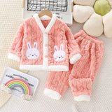 Kid Baby Girl Flannel  Autumn Winter Thickened Pajamas