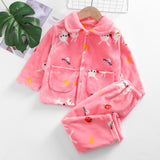 Kid Baby Girl Double-sided Velvet Plush Thickened Warm Pajamas