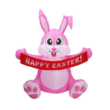 Easter Bunny 1.5m Inflatable Pink Cute Bunny LED Luminous Inflatable Courtyard Decoration