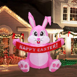 Easter Bunny 1.5m Inflatable Pink Cute Bunny LED Luminous Inflatable Courtyard Decoration