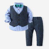 6M-5T Kid Baby Boys Gentleman Long Sleeve Autumn Spring 4 Pcs Set