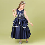 4-14T Kid Girls Long Satin Performance Flower Dresses