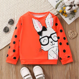 Kid Baby Toddler Girls Rabbit Polka Dot Print Long Sleeve Sweatshirt