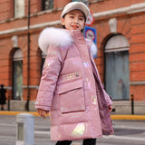 Kid Girl Down Cotton Warm Long Thickened Winter Coats Jackets