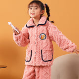 Kid Boy Girl Autumn Winter Coral Plush Warm Pajamas