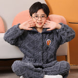 Kid Boy Girl Autumn Winter Coral Plush Warm Pajamas