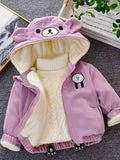 Kid Baby Girl Cute Bear Corduroy Hooded Jacket Warm Coats