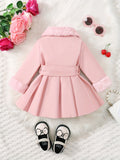 Kid Baby Girl Winter Fleece Coat Solid Bow Coats